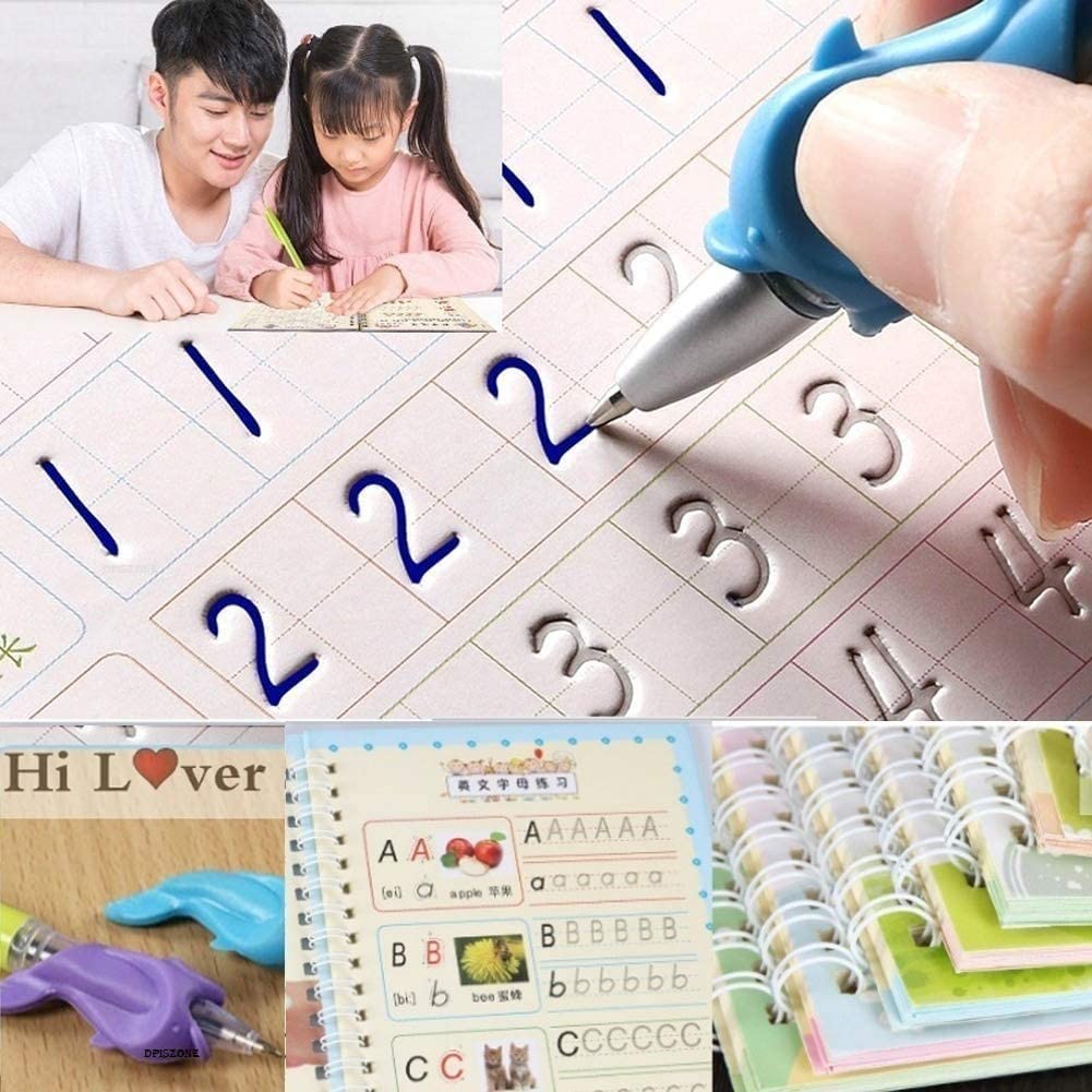 Magic Practice Copybook for Kids – 4 Reusable Learning Books with Magic Pen